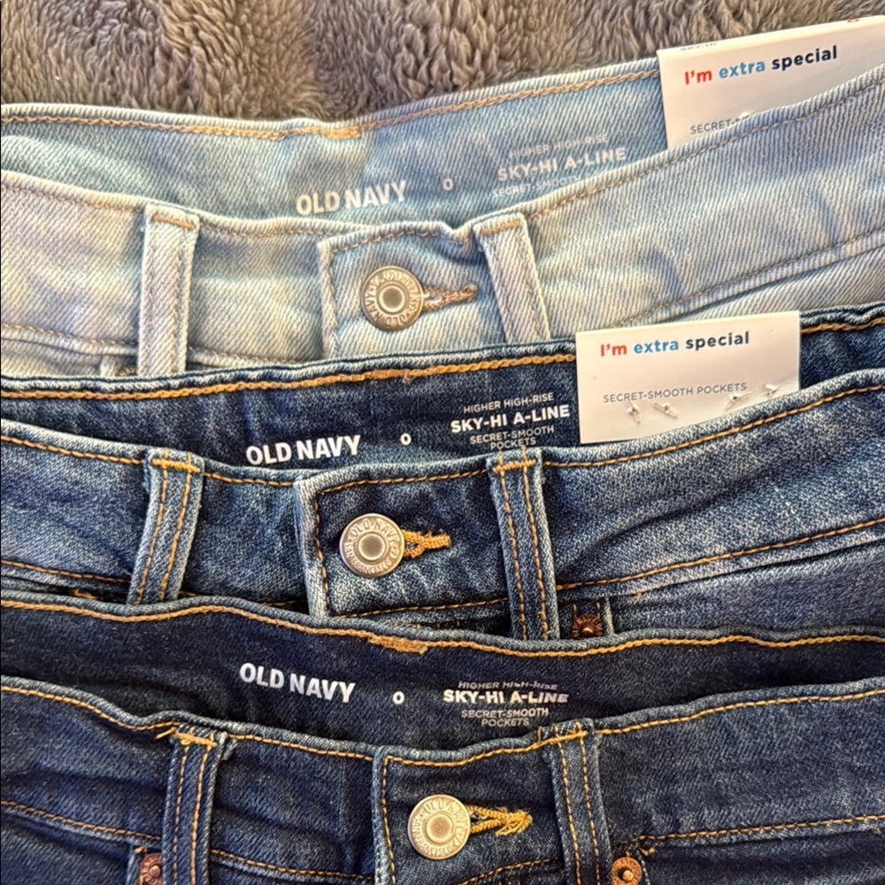 Old Navy Women's Denim Shorts - Dark Blue and Light Blue - Picture 2 of 4